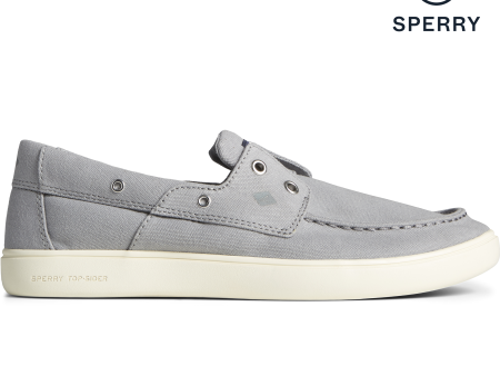 Men s Outer Banks 2-Eye Canvas Boat Shoe - Grey (STS23865) Cheap