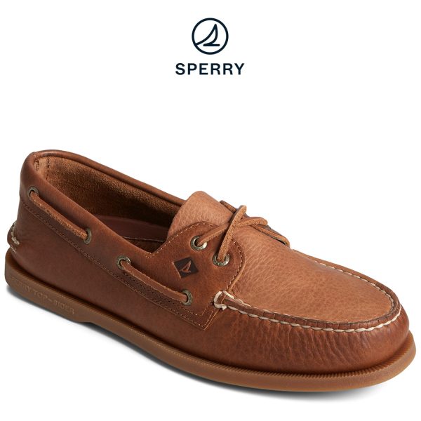 Men s Authentic Original™ Tumbled Boat Shoe Brown (STS25292) Online Hot Sale