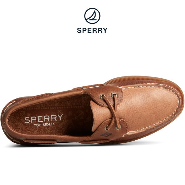 Men s Authentic Original™ Tumbled Boat Shoe Brown (STS25292) Online Hot Sale