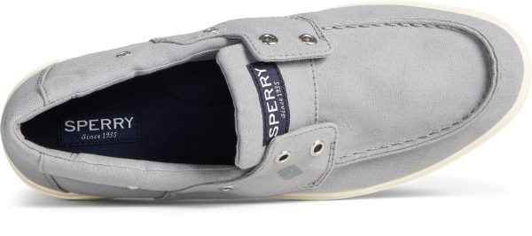 Men s Outer Banks 2-Eye Canvas Boat Shoe - Grey (STS23865) Cheap