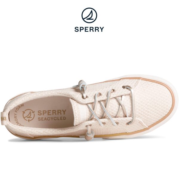 Women s SeaCycled™  Pier Wave Basket Weave Shimmer Sneaker Cream (STS88795) Online Sale