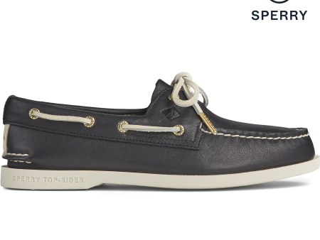 Women s Authentic Original Plushwave Walker Leather Black Boat Shoes (STS85501) Online