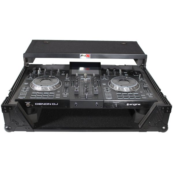 ProX XS-PRIME2LTBL ATA-300 Style Flight Case - For Denon PRIME 2 DJ Controller - With Laptop Shelf 1U Rack Space - Black For Discount