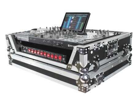 ProX XS-PRIME4W ATA-300 Style Flight Case - For Denon PRIME 4 DJ Controller - With 1U Rack Space & Wheels - Silver on Black Fashion