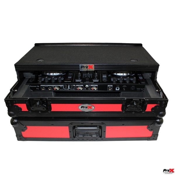 ProX XS-DDJSR2LTRBLED ATA Flight Case - Pioneer DDJ-SR2 DJ Controller - With Laptop Shelf & LED - Black Red Discount