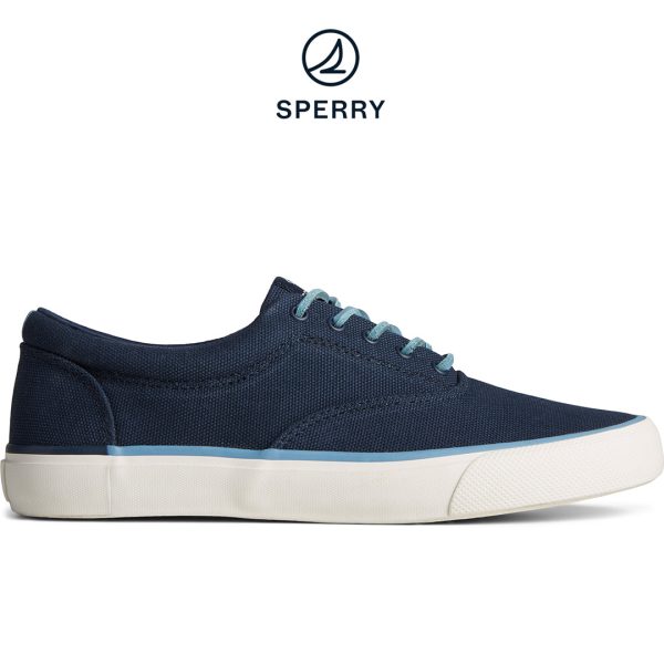 Men s SeaCycled™ Striper II Palm Sneaker Navy (STS25178) For Sale