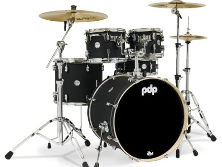 PDP Concept Maple Satin Black Finish Ply 5-Piece Drum Set PDCM2215BK on Sale