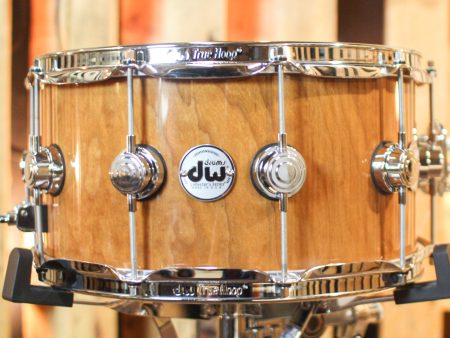 DW 7x14 Collector s Natural Lacquer over Cherry Mahogany Snare Drum - SO#1302282 on Sale