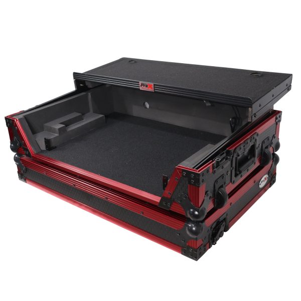 ProX XS-RANEONEWLTFRLED ATA Flight Style Road Case - For RANE ONE DJ Controller - With Sliding Laptop Shelf, Wheels, & LED Kit - Limited Edition Red Cheap