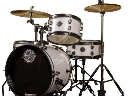 Ludwig Questlove The Pocket Kit 4-Piece Drum Kit for Young Musicians, White Sparkle Finish on Sale