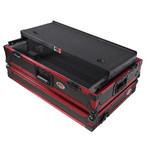 ProX XS-RANEONEWLTFRLED ATA Flight Style Road Case - For RANE ONE DJ Controller - With Sliding Laptop Shelf, Wheels, & LED Kit - Limited Edition Red Cheap