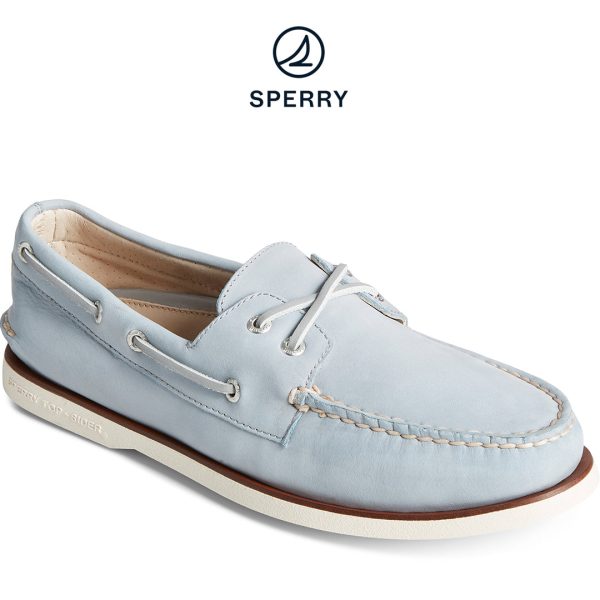 Men s Gold Cup Authentic Original Cross Lace Nubuck Boat Shoe - Blue (STS24013) Discount