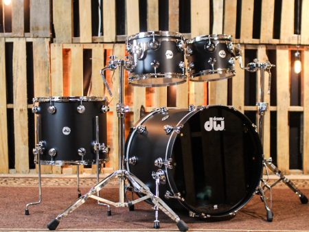 DW Collector s 333 Solid Black Hard Satin Drum Set - 22,10,12,16 - SO#1379888 For Cheap