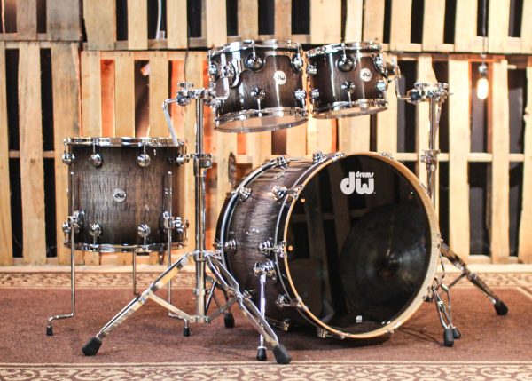 DW Collector s 333 Candy Black Burst Knockdown over Curly Maple Drum Set - 22,10,12,16 - SO#1313021 For Cheap