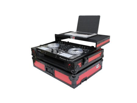 ProX XS-DDJSR2LTRBLED ATA Flight Case - Pioneer DDJ-SR2 DJ Controller - With Laptop Shelf & LED - Black Red Discount