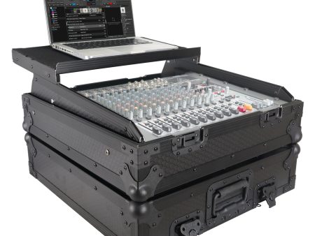 ProX XS-19MIXLTBL 10U Top Mount DJ Mixer Case - 19  Slanted - Pro Audio Equipment Storage - Black On Black For Cheap