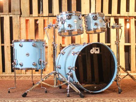 DW Collector s Maple Mahogany Solid Sky Blue Drum Set - 22,10,12,16 - SO#1288922 Cheap