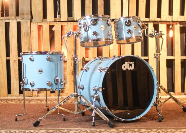 DW Collector s Maple Mahogany Solid Sky Blue Drum Set - 22,10,12,16 - SO#1288922 Cheap