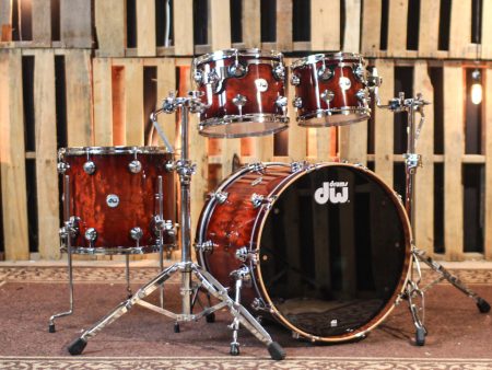 DW Collector s 333 Red Burst over Quilted Sapele Drum Set - 22,10,12,16 - SO#1354813 Sale