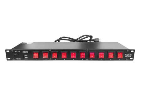 ProX Power Center Rack Mount, 10 Plug Distribution Switch, 2 USB Charging Ports Hot on Sale