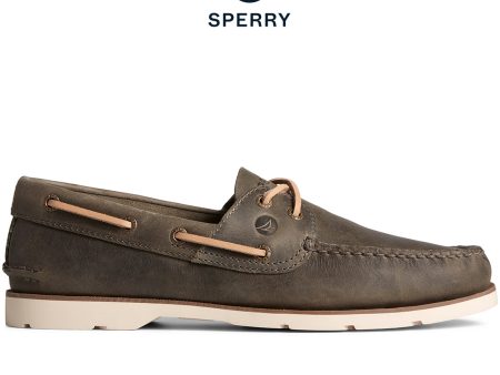 Men s Leeward 2-Eye Houndstooth Boat Shoe Olive (STS25397) Online Sale