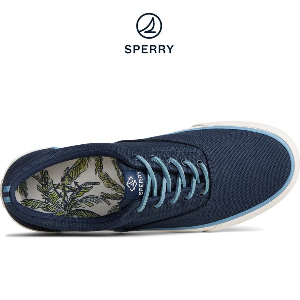 Men s SeaCycled™ Striper II Palm Sneaker Navy (STS25178) For Sale